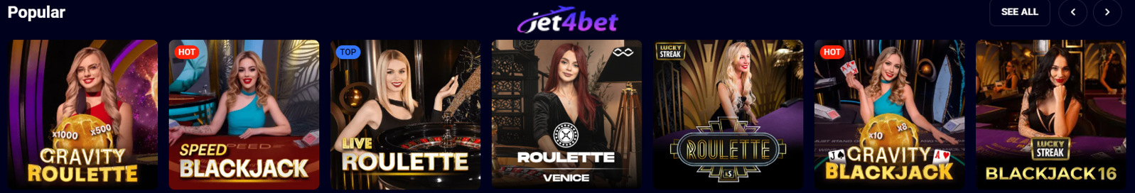 Live Casino Games at Jet 4 bet